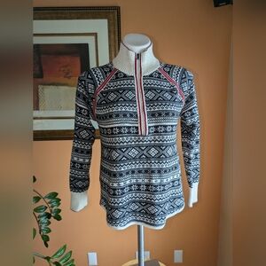 Eddie Bauer Nordic Print Quarter Zip Women's Tops/ Sweater Size M
